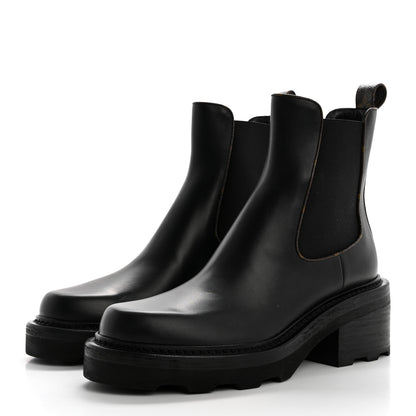 Louis Vuitton Calfskin Monogram Beaubourg Ankle Boots 39 Black 3 of 10
