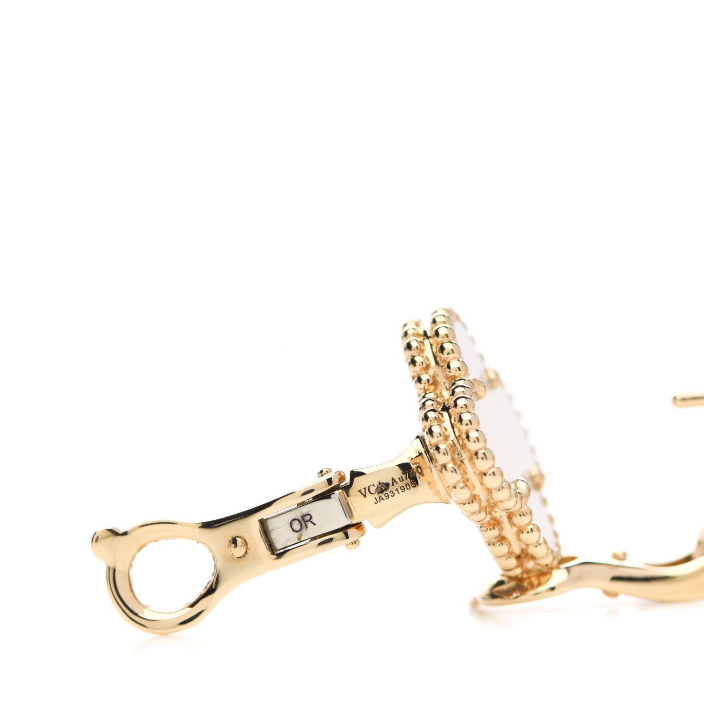 18K Yellow Gold Mother of Pearl Vintage Alhambra Earrings
