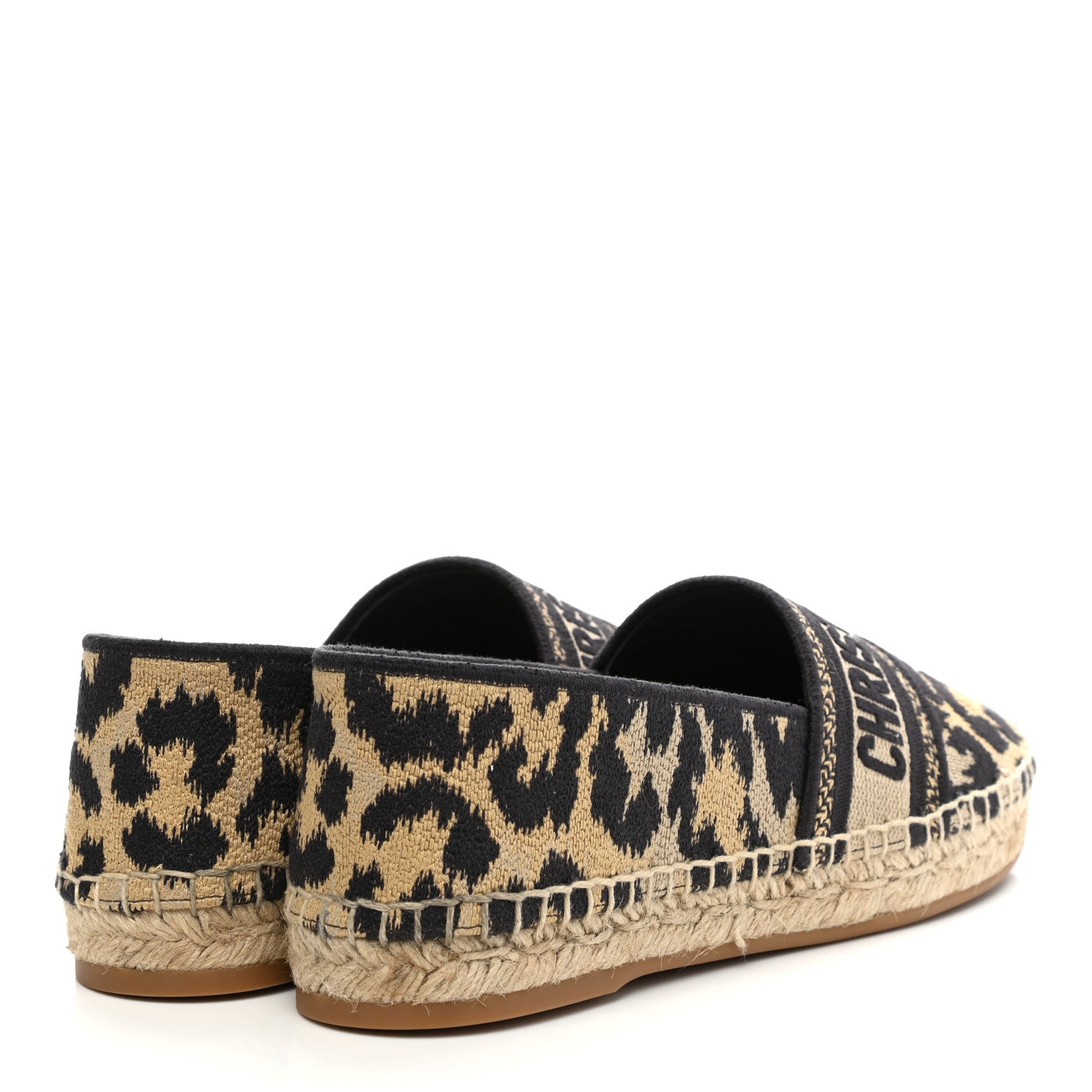 Christian Dior Cotton Embroidered Leopard Print Granville Espadrille 38 Natural 4 of 9