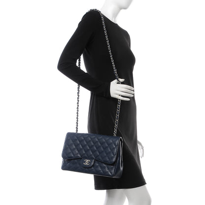 Chanel Caviar Quilted Jumbo Single Flap Navy 3 of 11