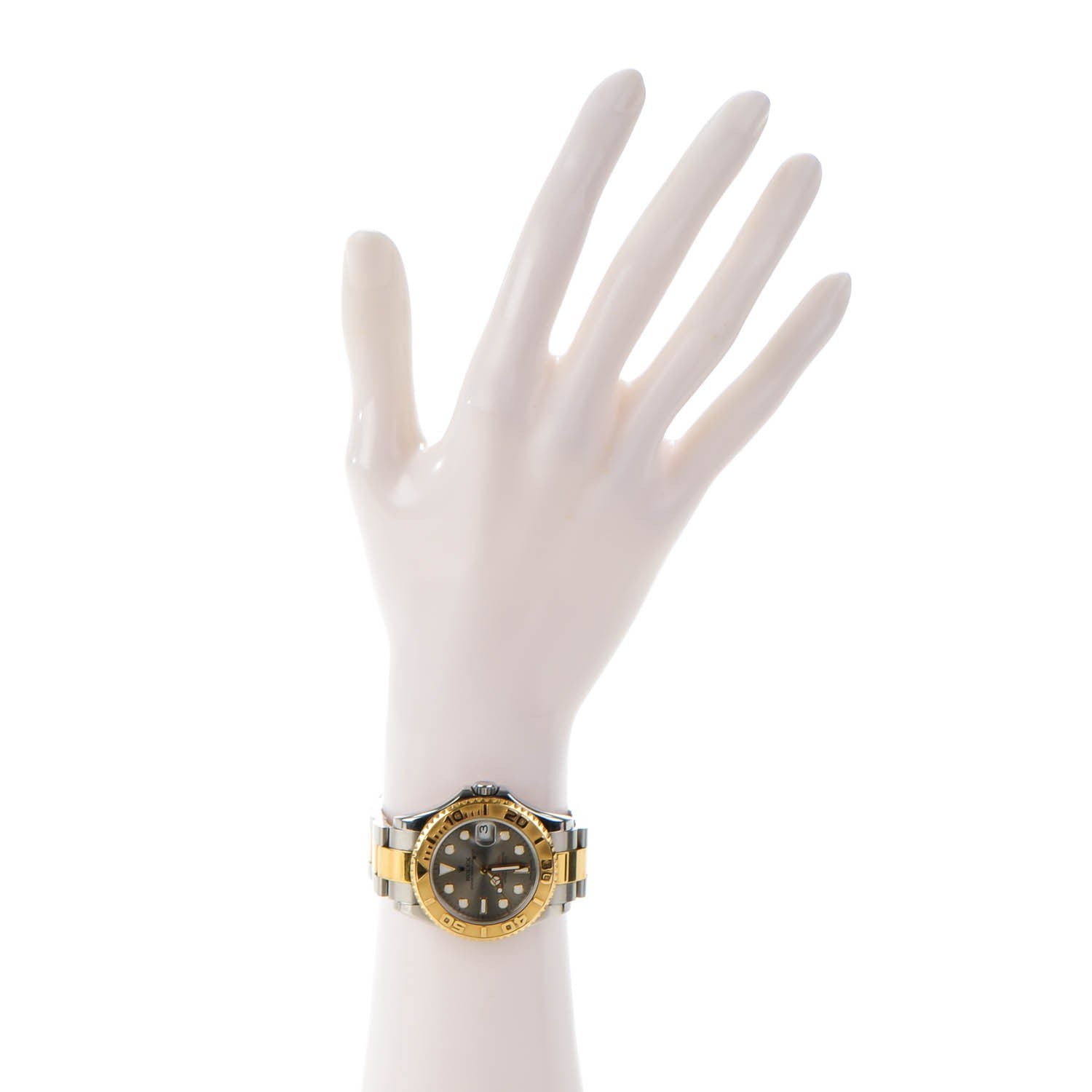 Rolex Stainless Steel 18K Yellow Gold 35mm Oyster Perpetual Date Yacht-Master Watch Slate 168623 2 of 5