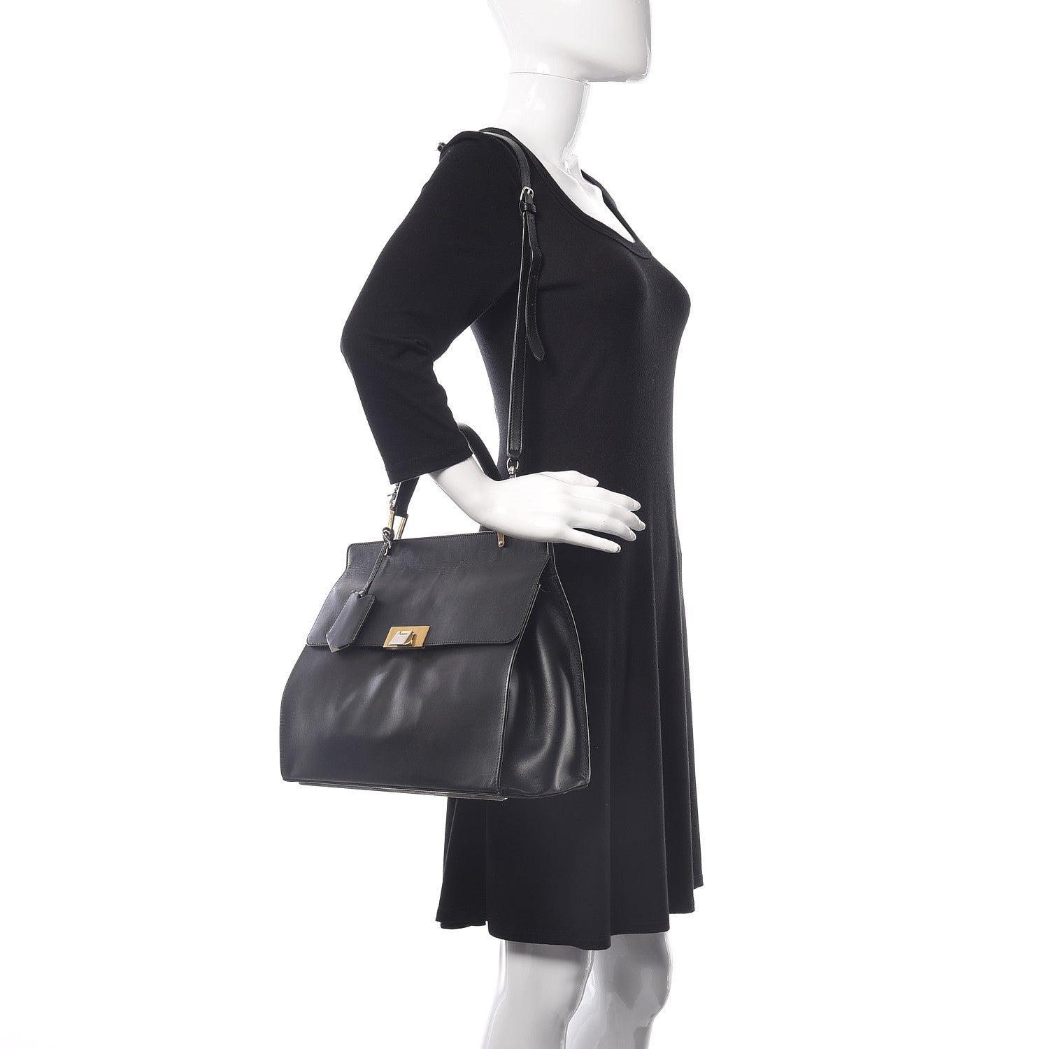 Balenciaga Smooth Calfskin Le Dix M Cartable Shoulder Bag Black 2 of 18