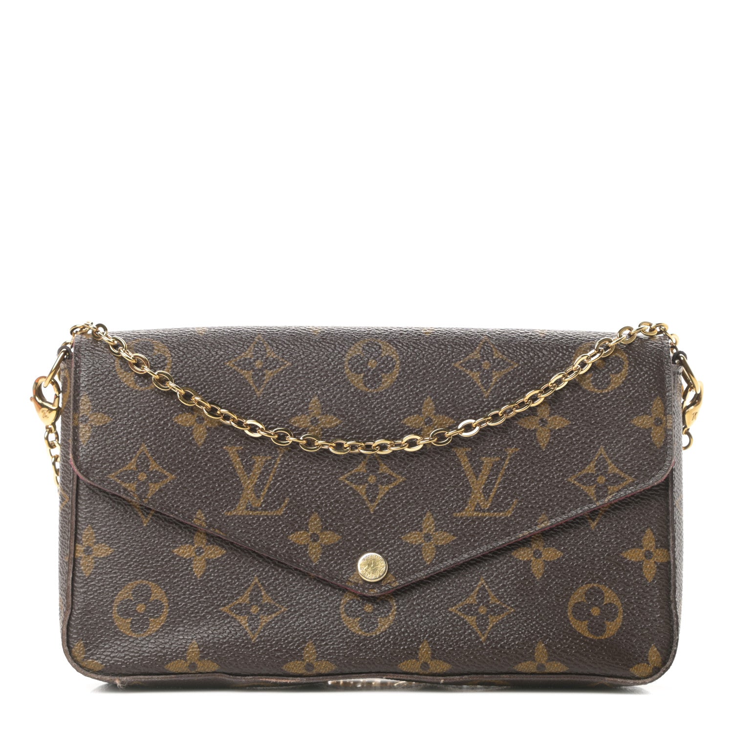 Louis Vuitton Monogram Pochette Felicie Chain Wallet Fuchsia 1 of 15