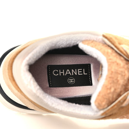 Chanel Suede Tweed Felt CC Sneakers 41 Beige 8 of 15