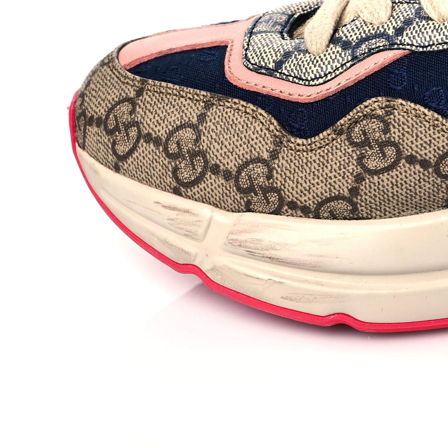 GG Supreme Monogram Mix Monogram Womens Rhyton Sneakers 36 London Blue Beige Pale Pink