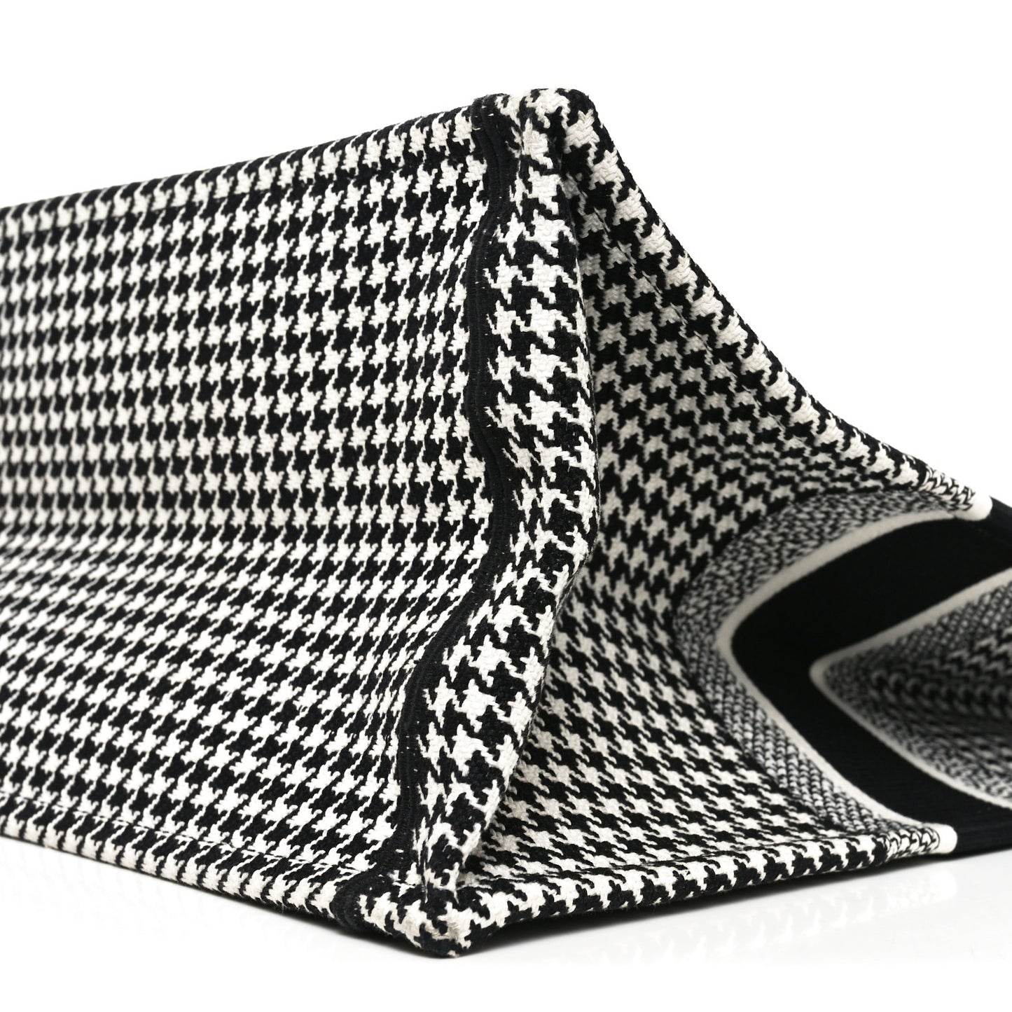 Canvas Houndstooth Embroidered Book Tote Black White