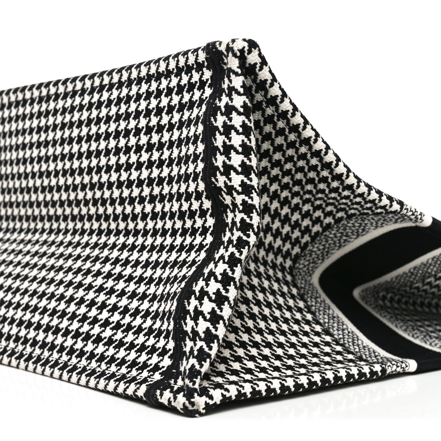 Christian Dior Canvas Houndstooth Embroidered Book Tote Black White 10 of 10