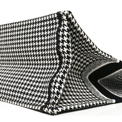 Christian Dior Canvas Houndstooth Embroidered Book Tote Black White 10 of 10