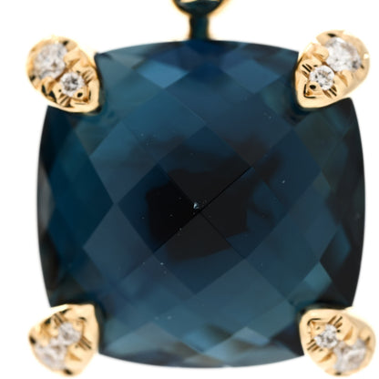 David Yurman 18K Yellow Gold Diamond Blue Topaz 11mm Chatelaine Drop Earrings 4 of 6
