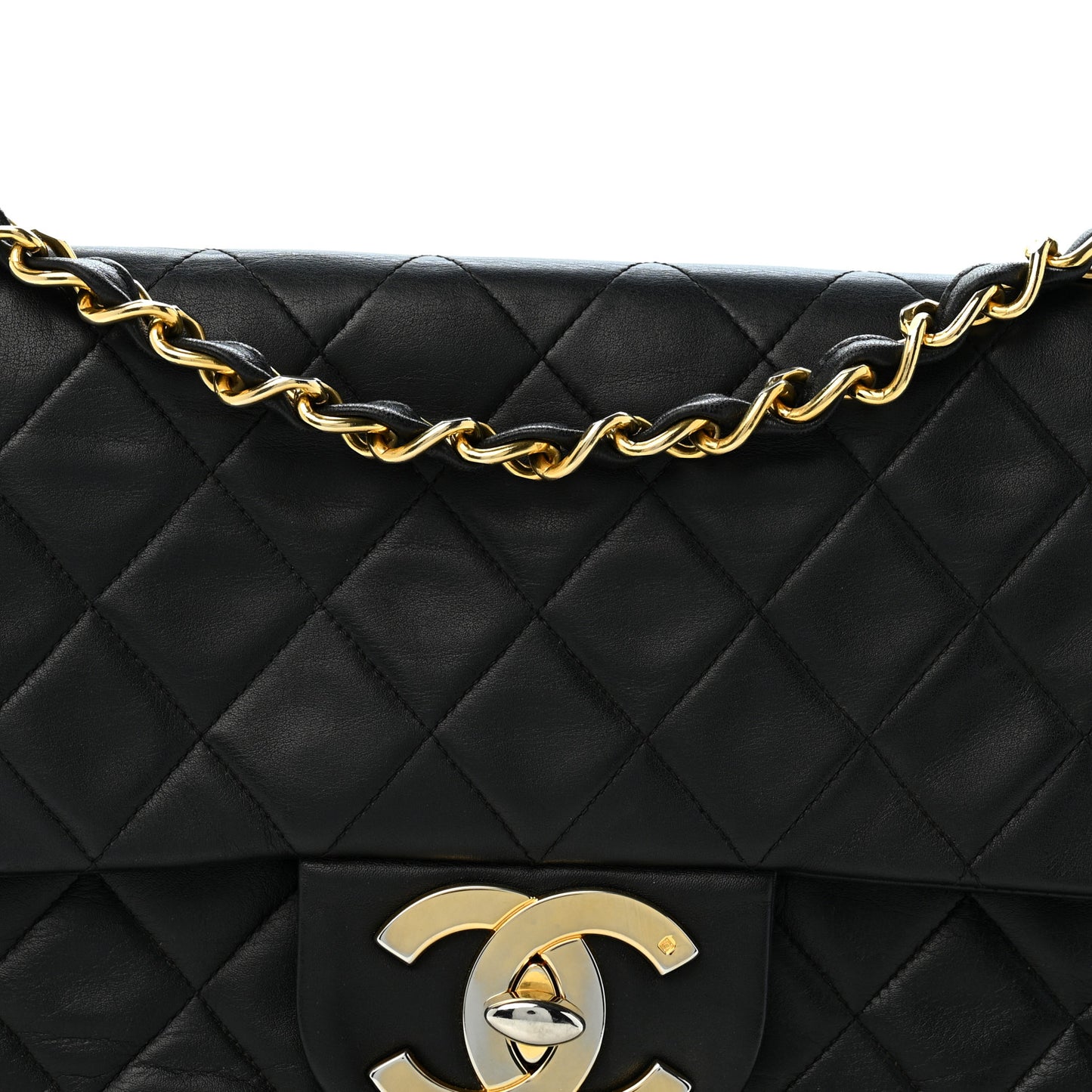 Lambskin Quilted XL Jumbo Single Flap Black