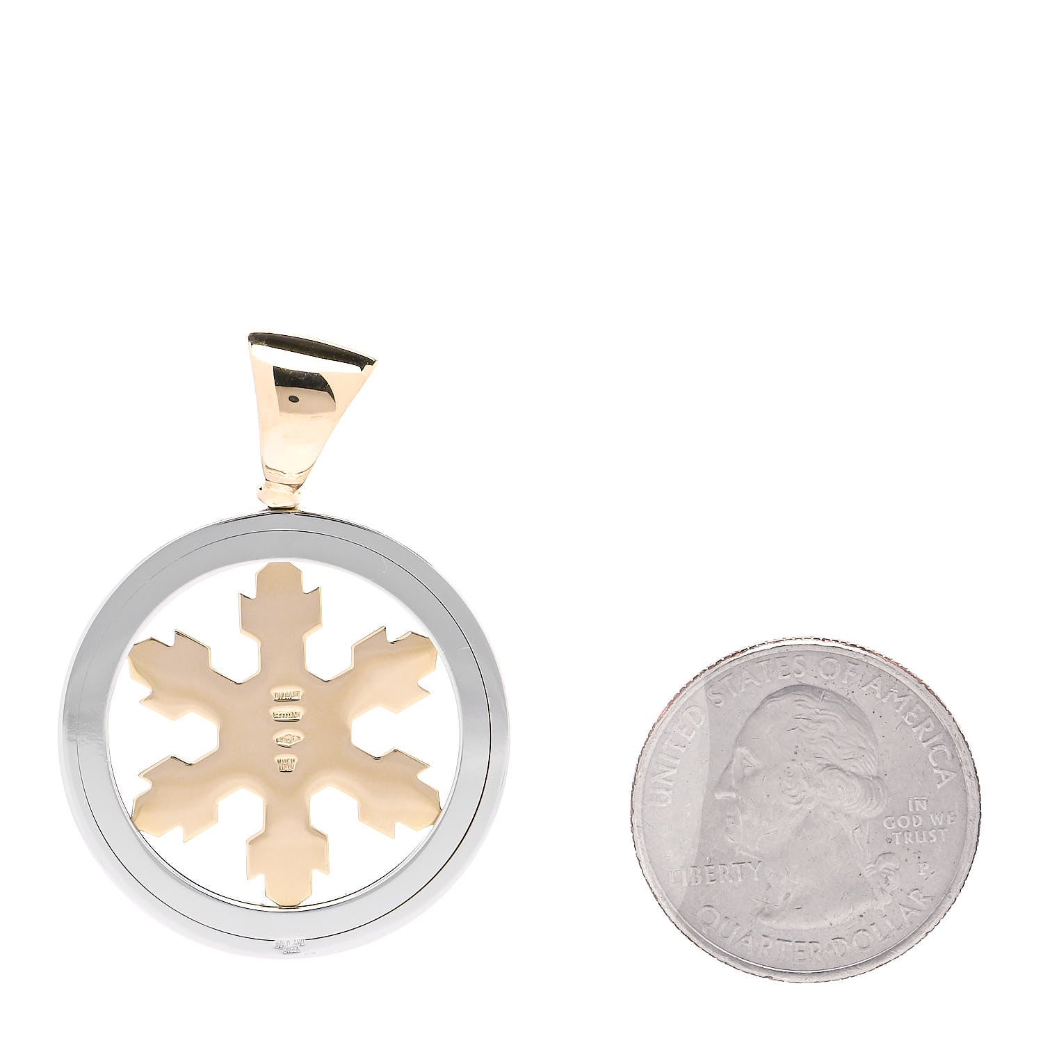 Bulgari Stainless Steel 18K Yellow Gold Tondo Snowflake Pendant 2 of 4