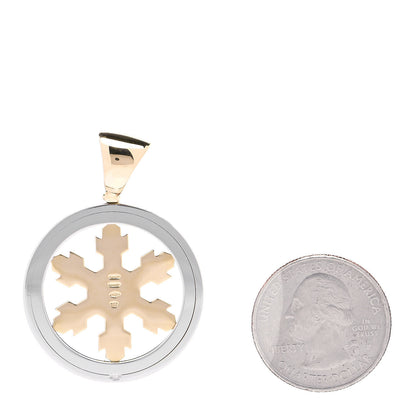 Bulgari Stainless Steel 18K Yellow Gold Tondo Snowflake Pendant 2 of 4