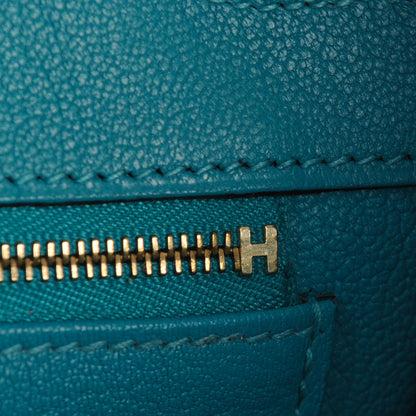 Hermes Taurillon Clemence Birkin 35 Turquoise 12 of 23