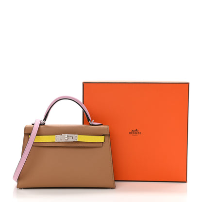 Hermes Epsom Mini Kelly Sellier 20 Chai Mauve Sylvestre Lime 9 of 9