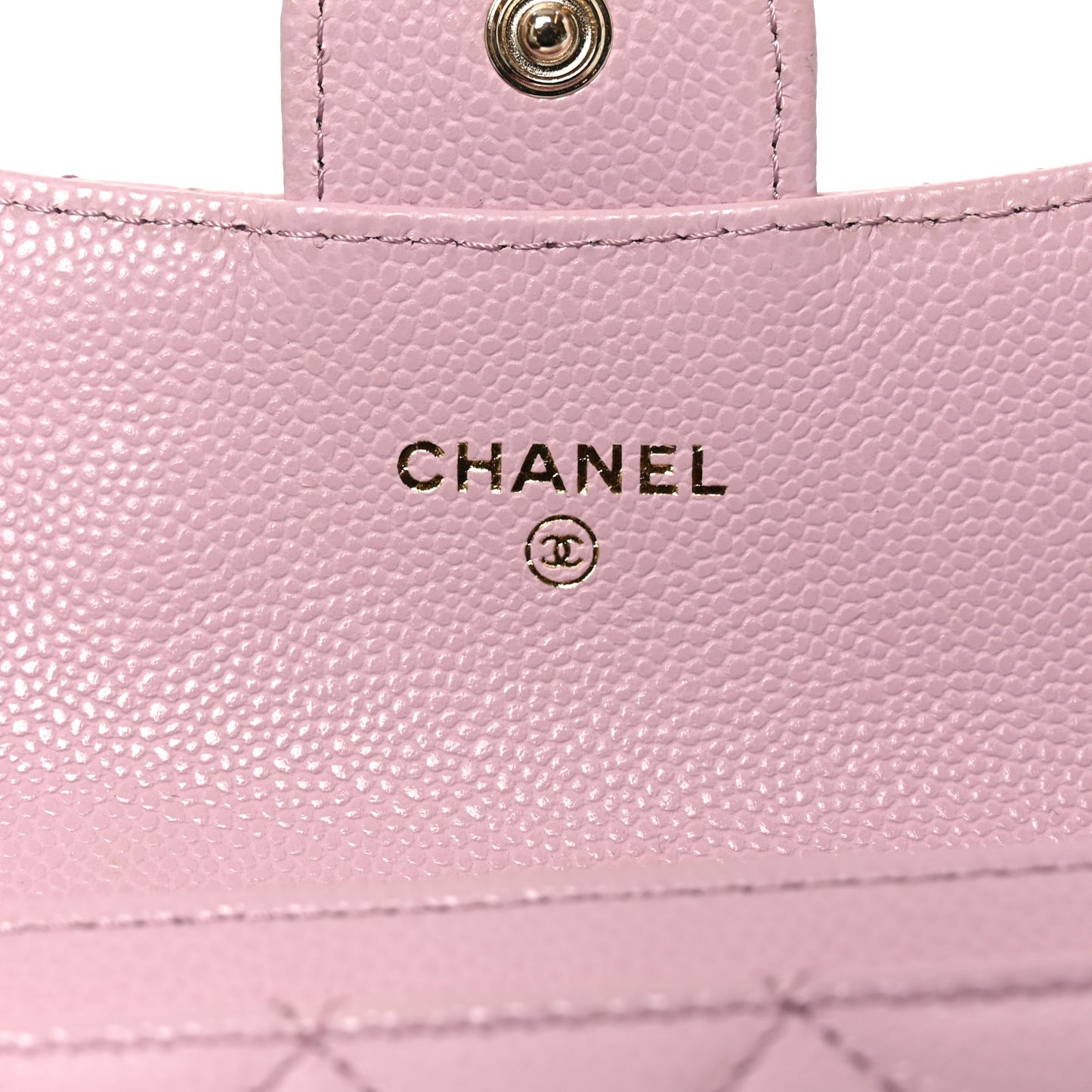 Caviar Quilted Flap Card Holder Wallet Light Pink
