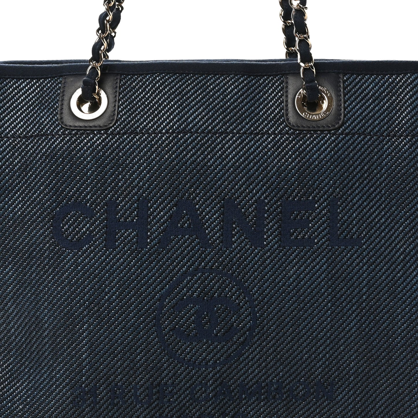 Mixed Fibers Striped Small Deauville Tote Navy Blue