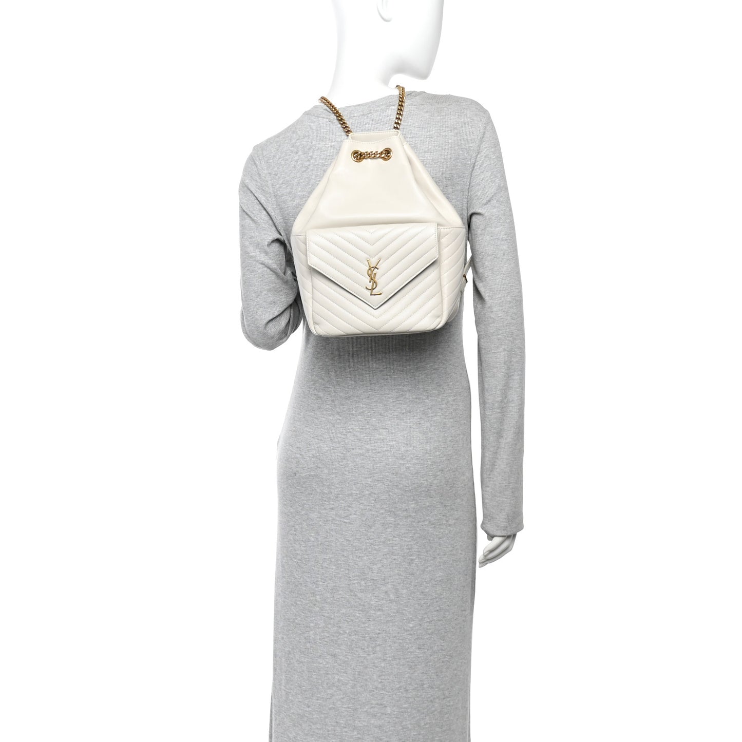Lambskin Matelasse Monogram Joe Backpack Cream