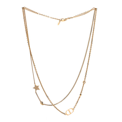 Christian Dior Metal Crystal Petit CD Double Necklace Gold 3 of 6