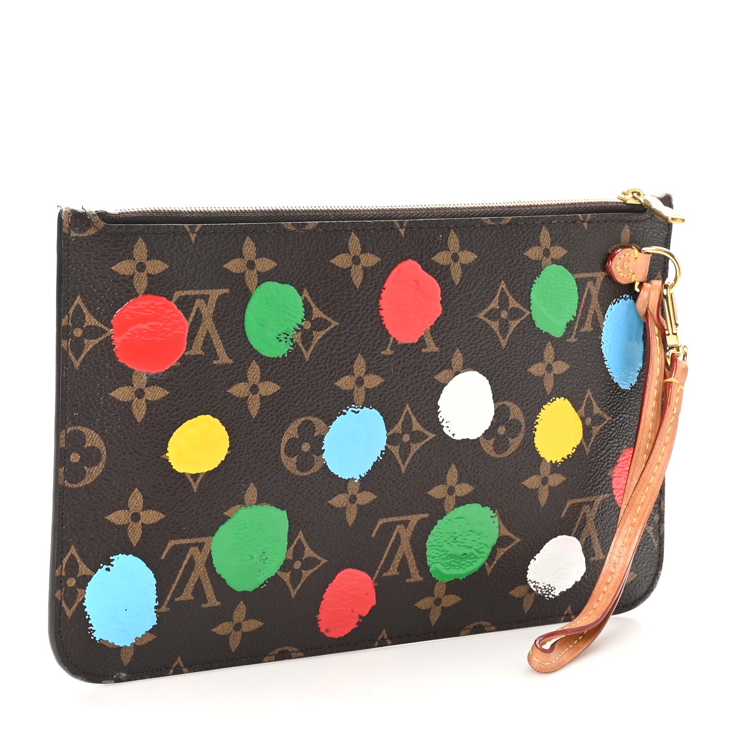LV X YK Monogram Painted Dots Neverfull MM Pochette