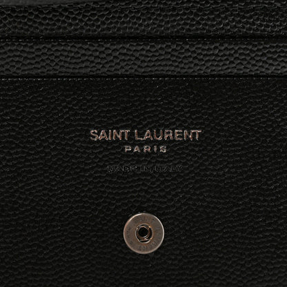 Saint Laurent Grain De Poudre Matelasse Chevron Monogram Card Case Black 6 of 10