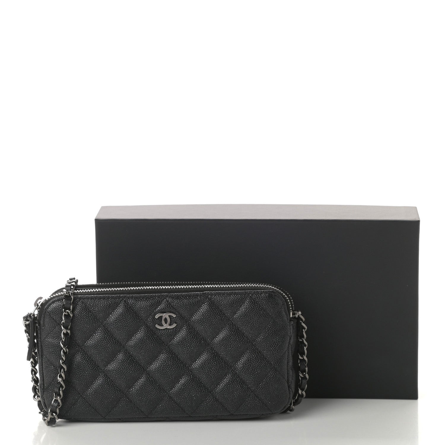 Chanel Iridescent Caviar Quilted Small Clutch With Chain Black 10 of 10