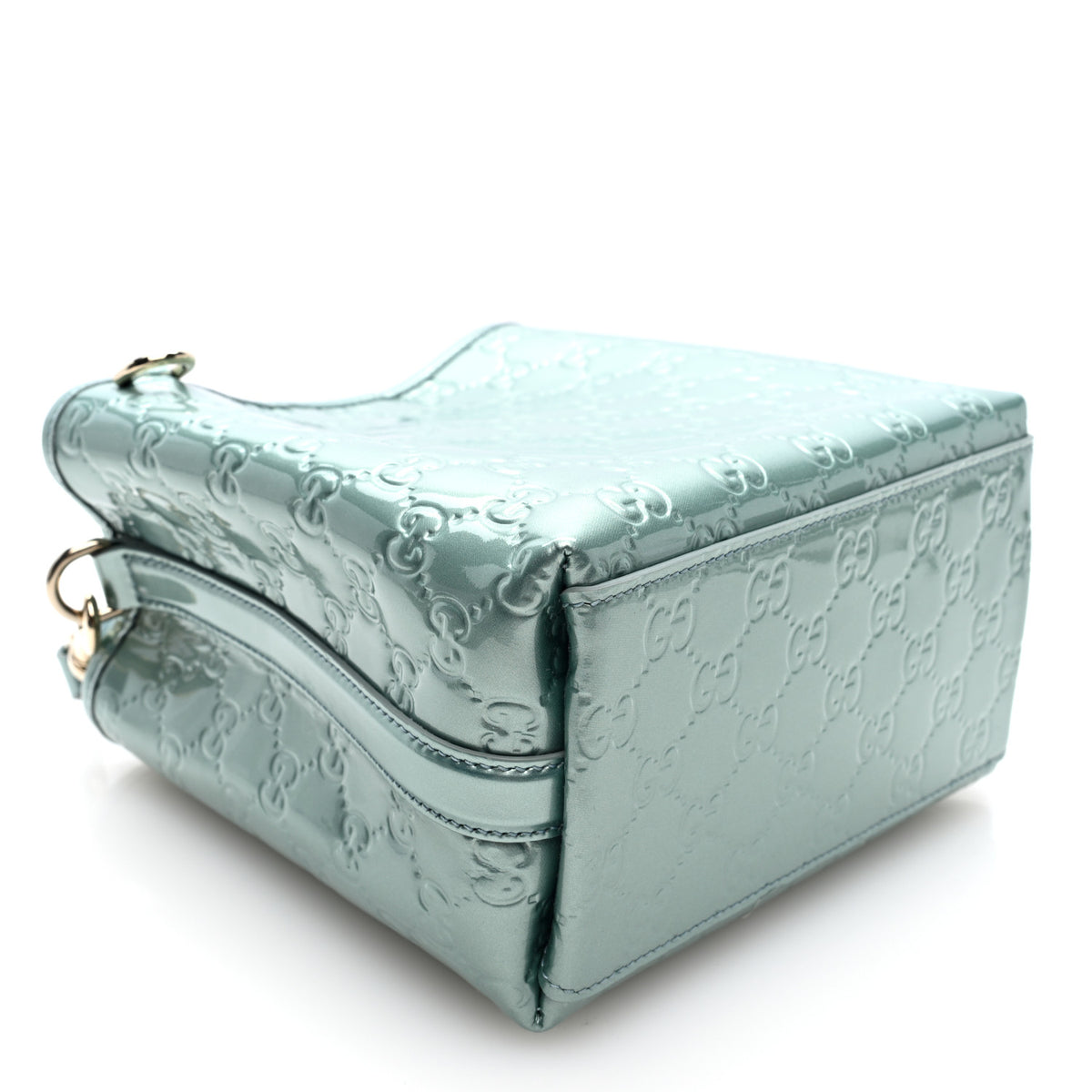 Patent GG Emblem Small Bucket Bag Light Blue