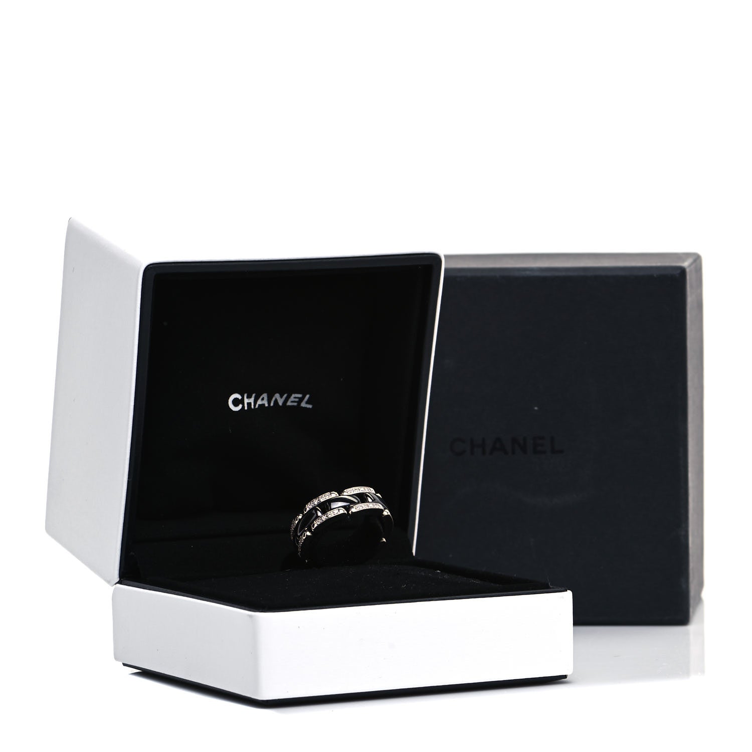 Chanel 18K White Gold Ceramic Diamond Medium Ultra Ring Black 53 6.5 5 of 5
