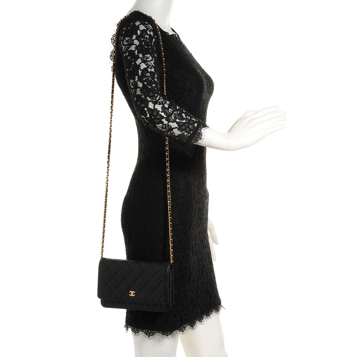 Chanel Caviar Quilted Wallet On Chain WOC Black 2 of 8