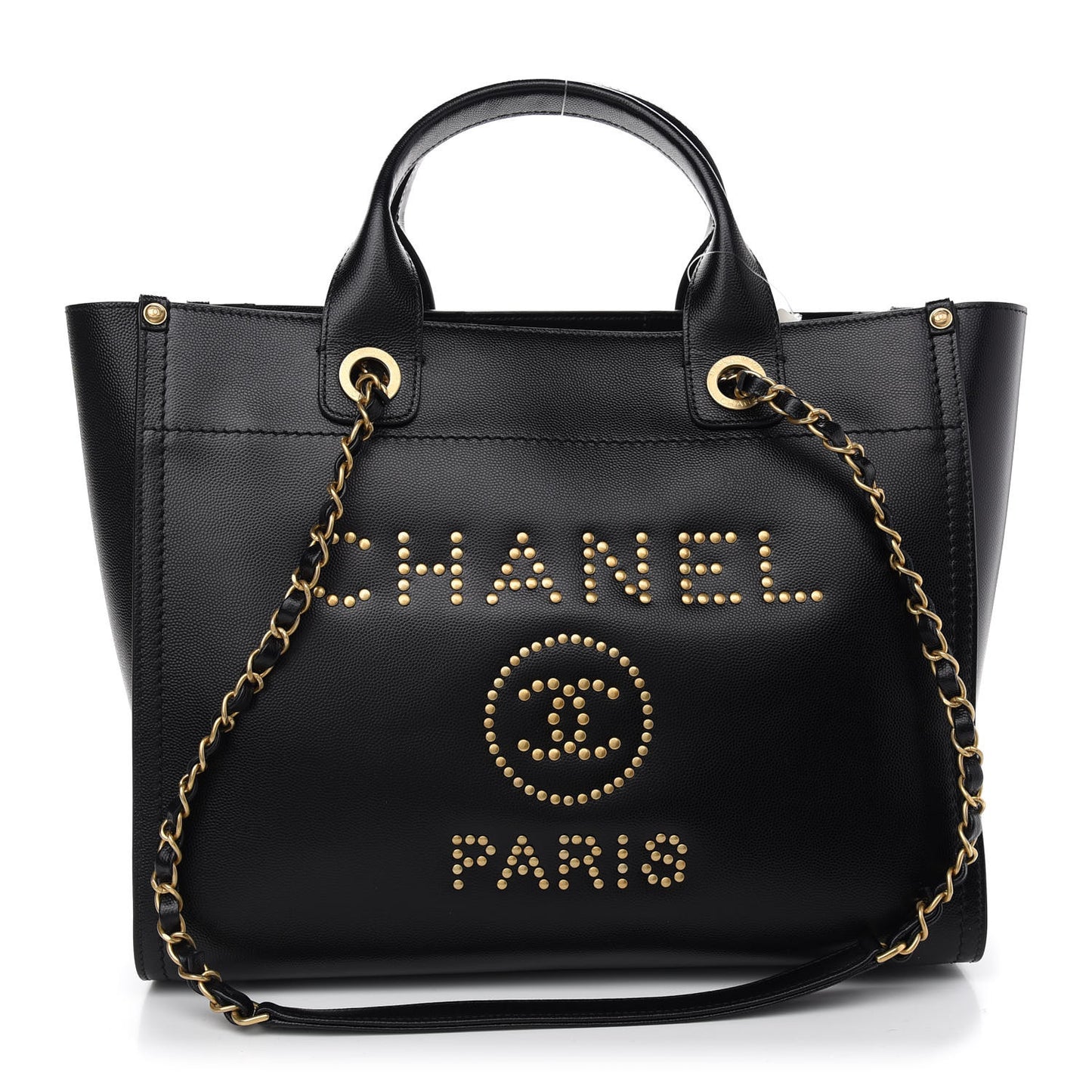 Caviar Small Studded Deauville Tote Black