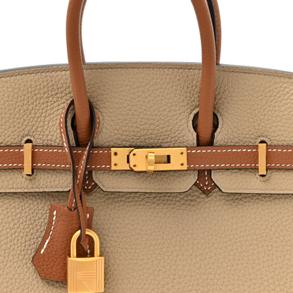 Hermes Togo Horseshoe Birkin 25 Trench Gold 8 of 12