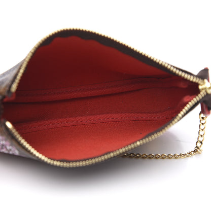 Louis Vuitton Damier Ebene 2019 Christmas Animation Mini Pochette Accessories Red 5 of 7