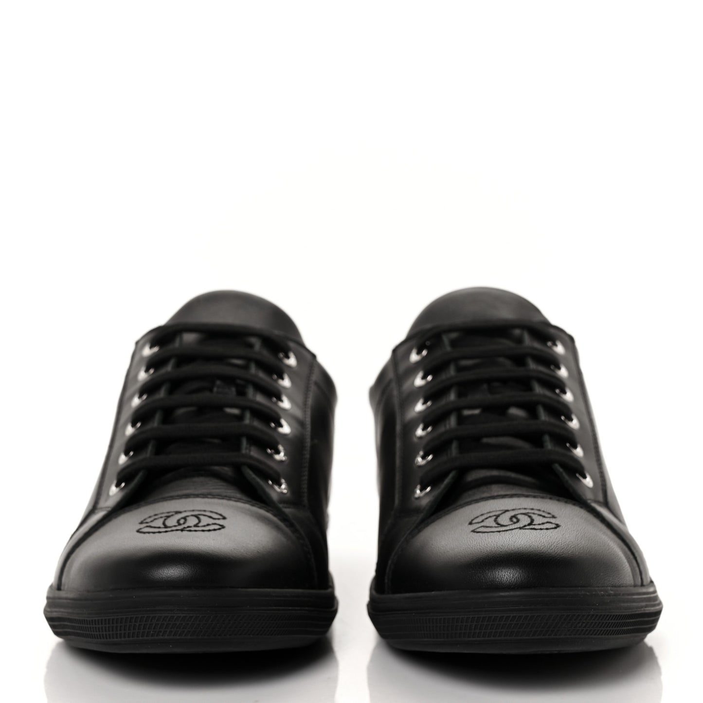 Calfskin Mens CC Cap Toe Sneakers 40 Black