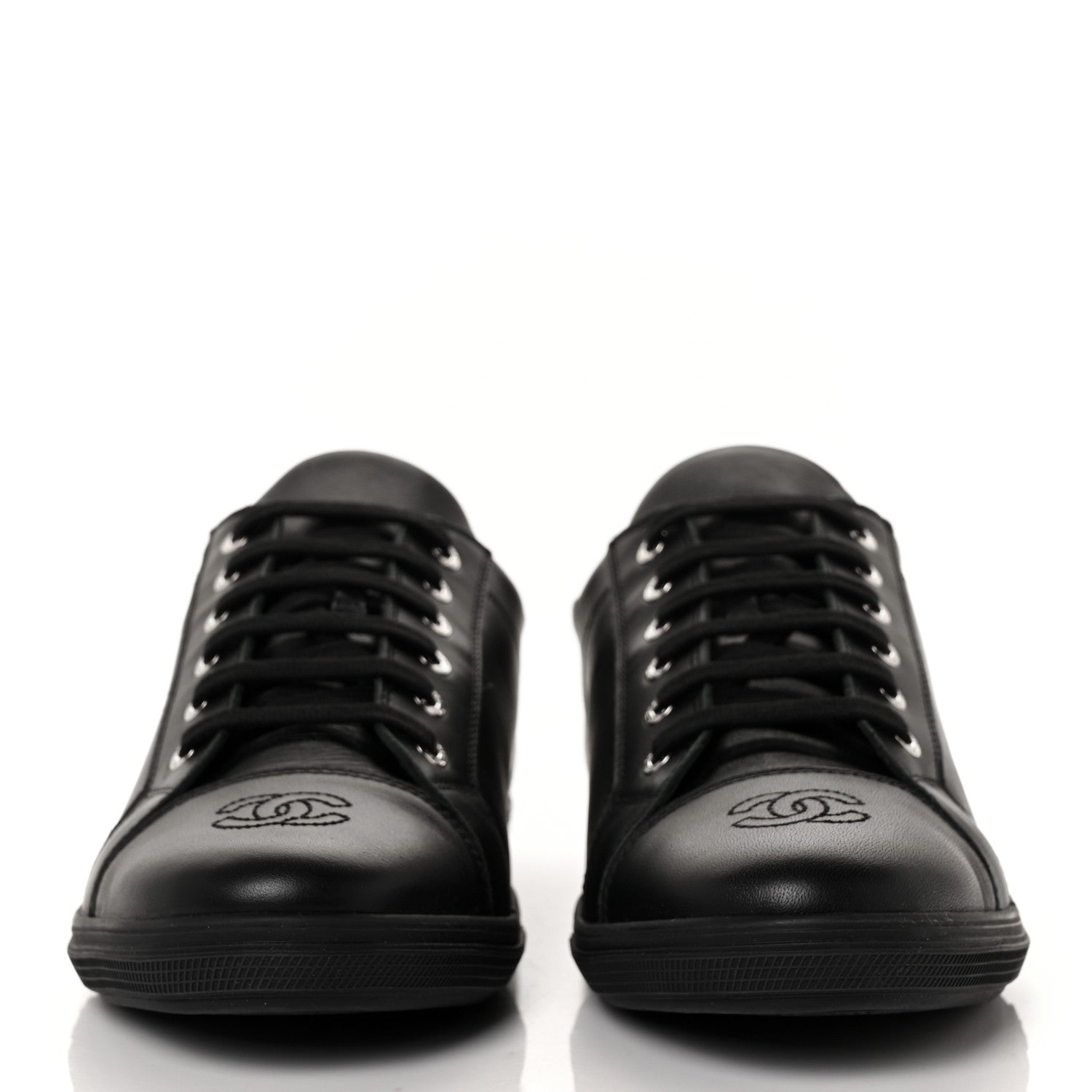 Chanel Calfskin Mens CC Cap Toe Sneakers 40 Black 2 of 6