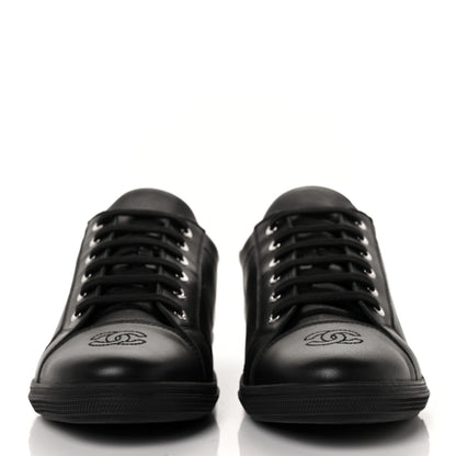 Chanel Calfskin Mens CC Cap Toe Sneakers 40 Black 2 of 6