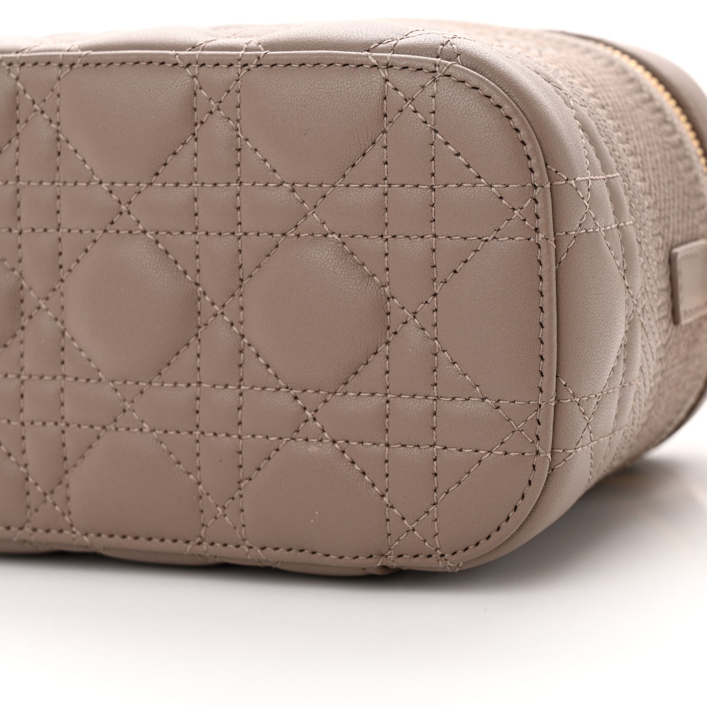 Lambskin Cannage Small Diortravel Vanity Case Warm Taupe