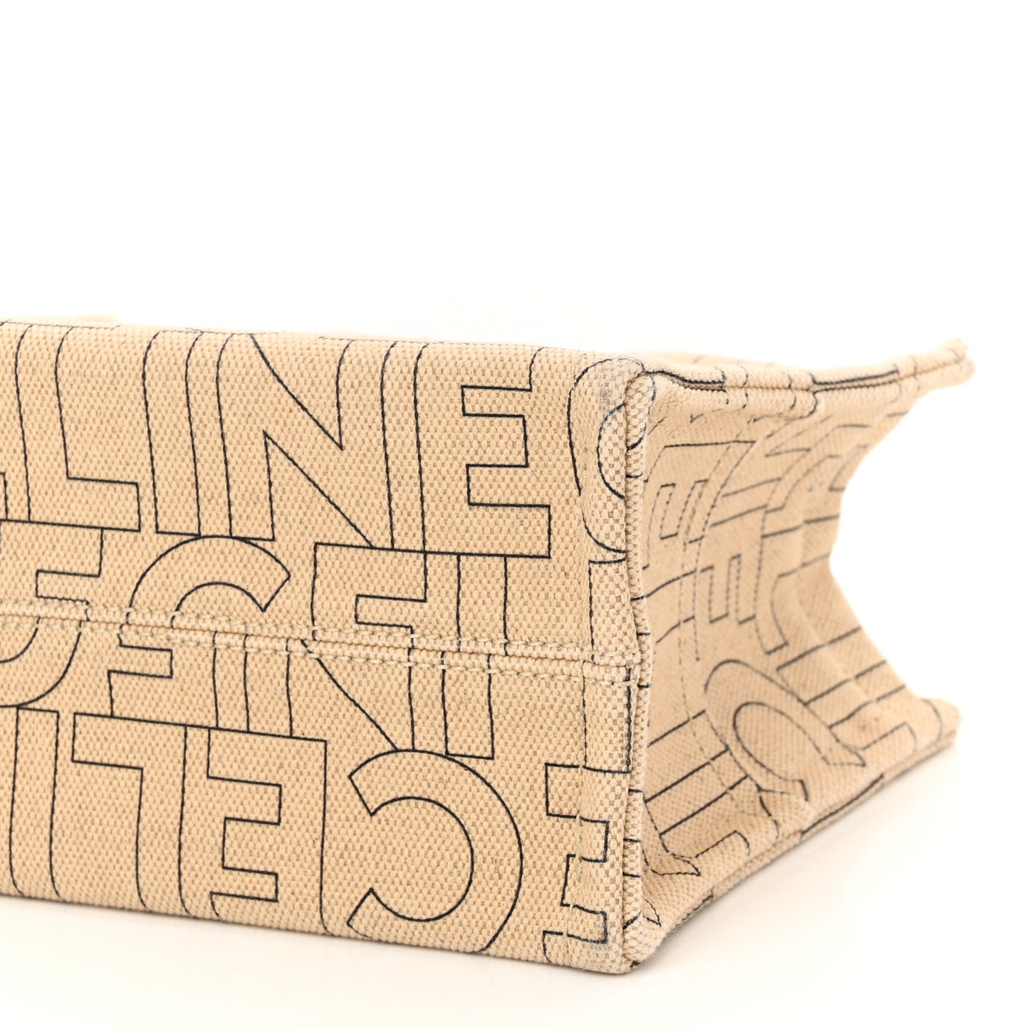 Canvas Calfskin All Over Print Small Cabas Thais Natural Tan