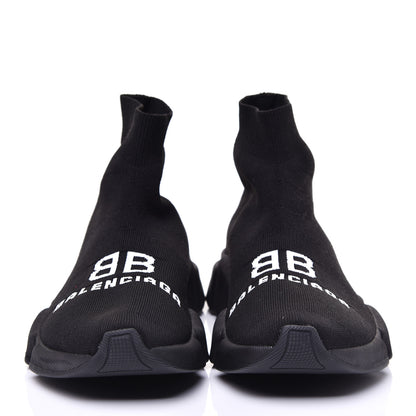 Balenciaga Neoprene Knit Logo Womens Speed Sneakers 39 Black 2 of 8