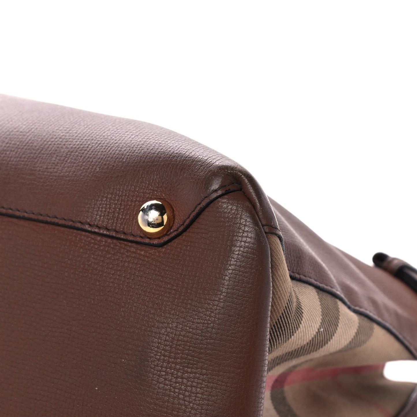Grainy Calfskin House Check Medium Banner Tote Tan