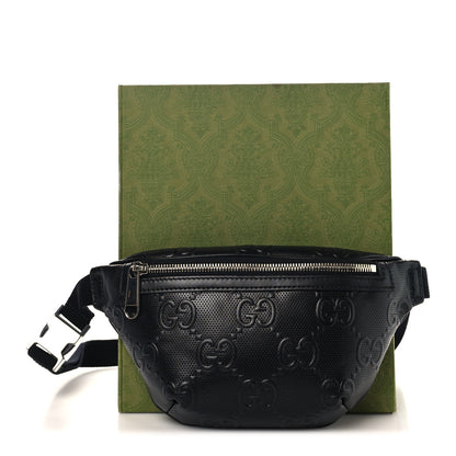 Gucci Calfskin GG Tennis Embossed Belt Bag Black 10 of 10