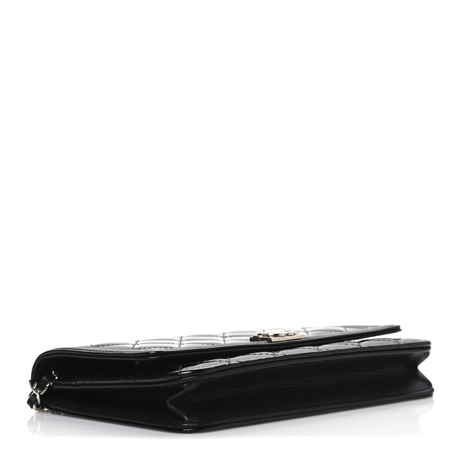 Chanel Patent Calfskin Quilted Boy Wallet On Chain WOC Black 4 of 11