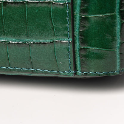 Chloe Calfskin Crocodile Embossed Small C Double Carry Woodsy Green 11 of 12