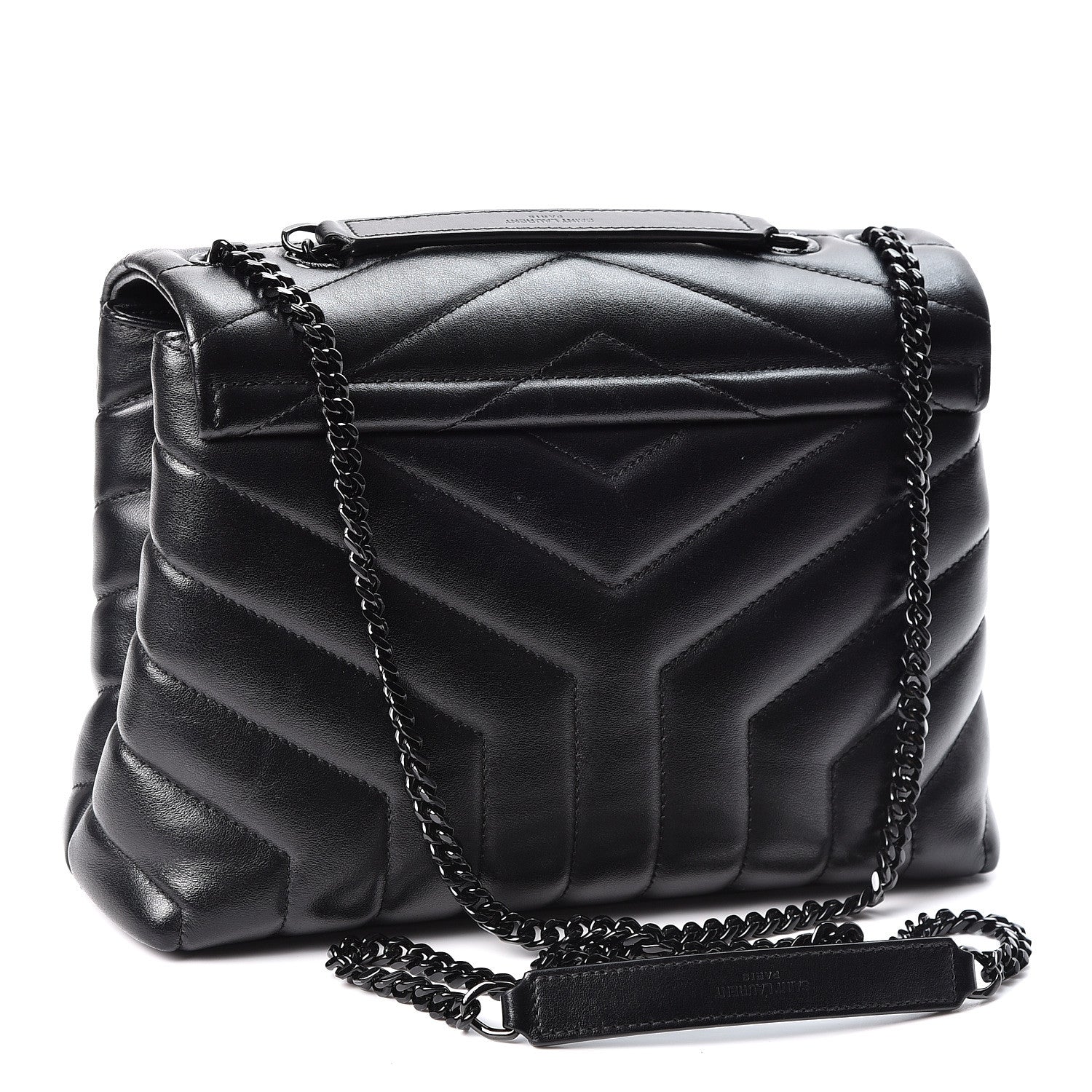 Saint Laurent Calfskin Y Quilted Monogram Small Loulou Chain Satchel Black 2 of 10