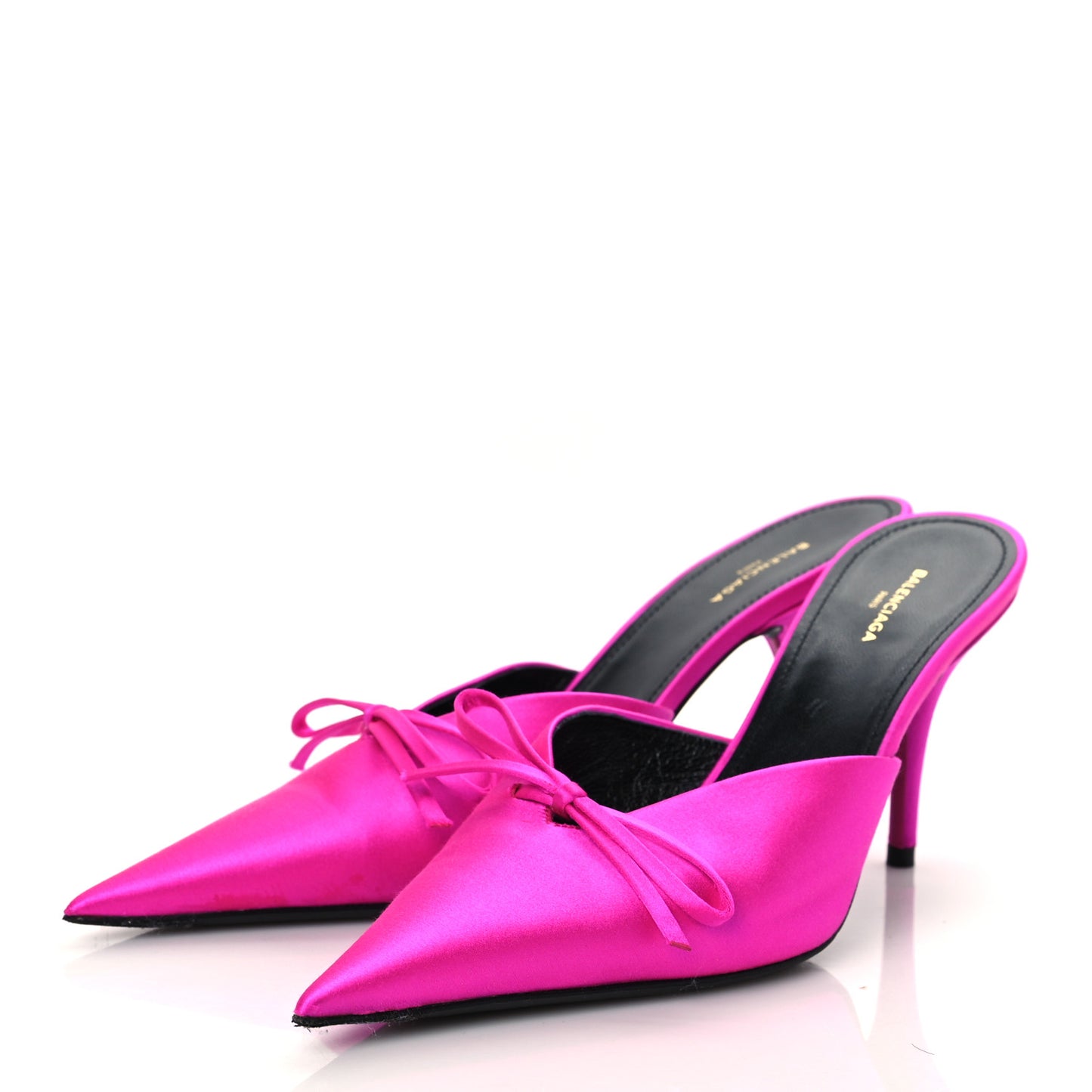 Satin Pointed Toe Knife Mules 37 Rose Fuchsia