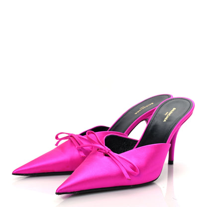 Balenciaga Satin Pointed Toe Knife Mules 37 Rose Fuchsia 2 of 10