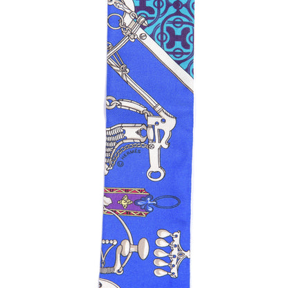 Hermes Silk Mors Et Gourmettes Remix Twilly Bleu Roy Turquoise Prune 4 of 4