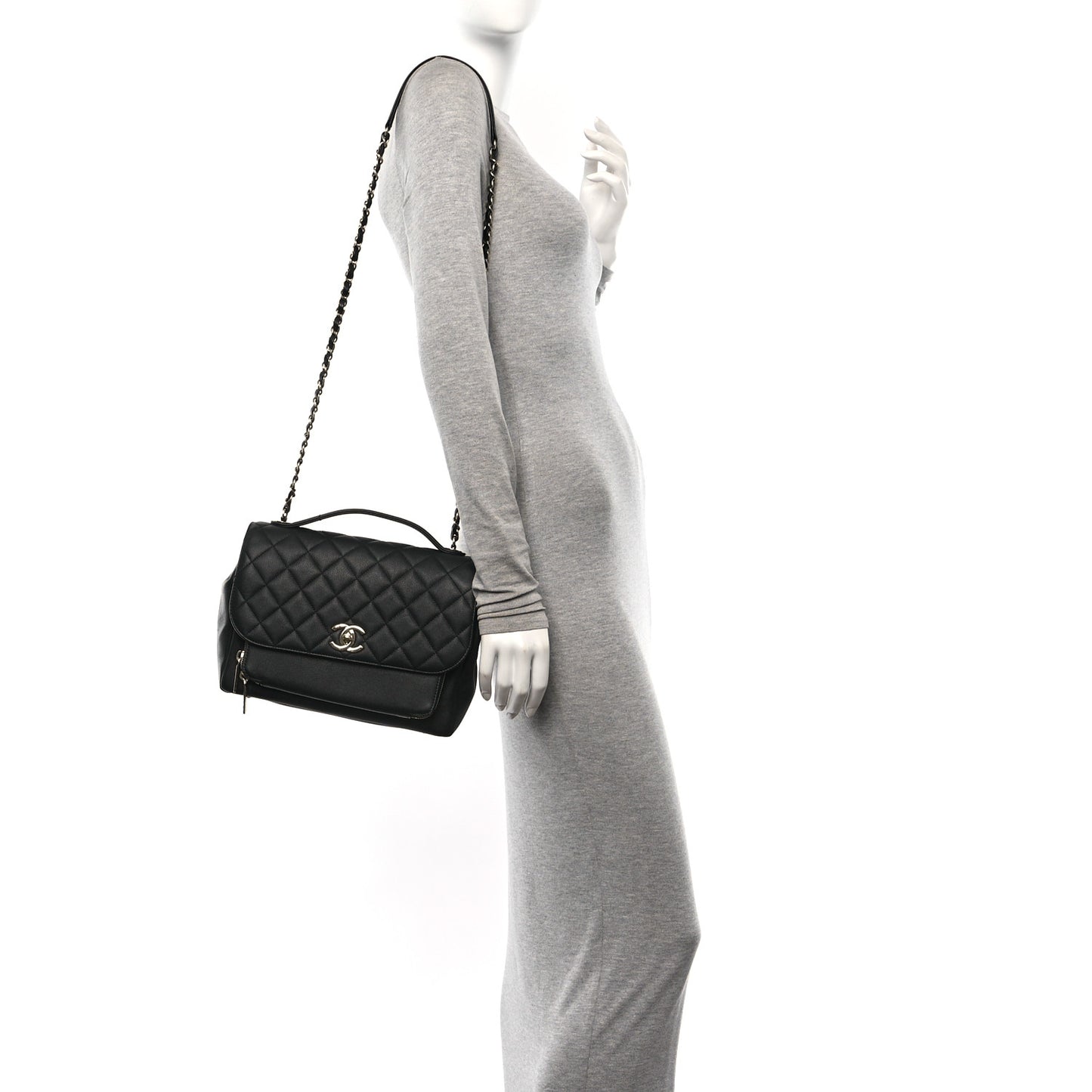 Caviar Quilted Large Business Affinity Flap Black