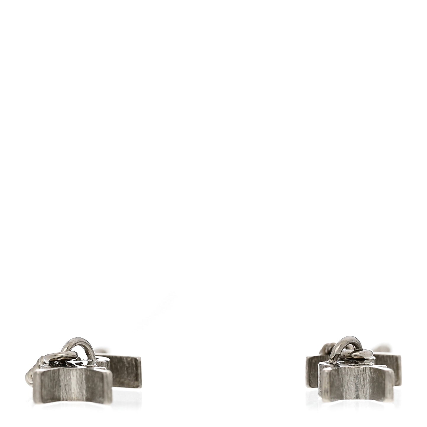 Metal Monogram Pendant Threader Earrings Silver