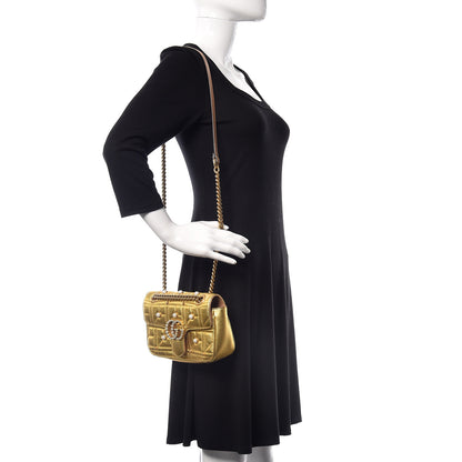 Gucci Metallic Calfskin Matelasse Studded Mini Pearly GG Marmont Shoulder Bag Gold 3 of 11