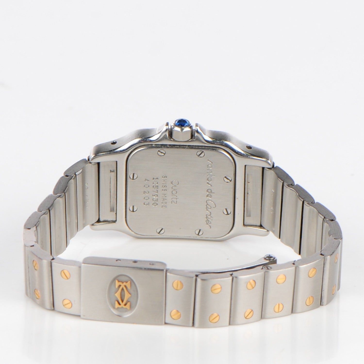 Cartier Stainless Steel 18K Yellow Gold 24mm Santos De Cartier Galbee Quartz Watch 4 of 8