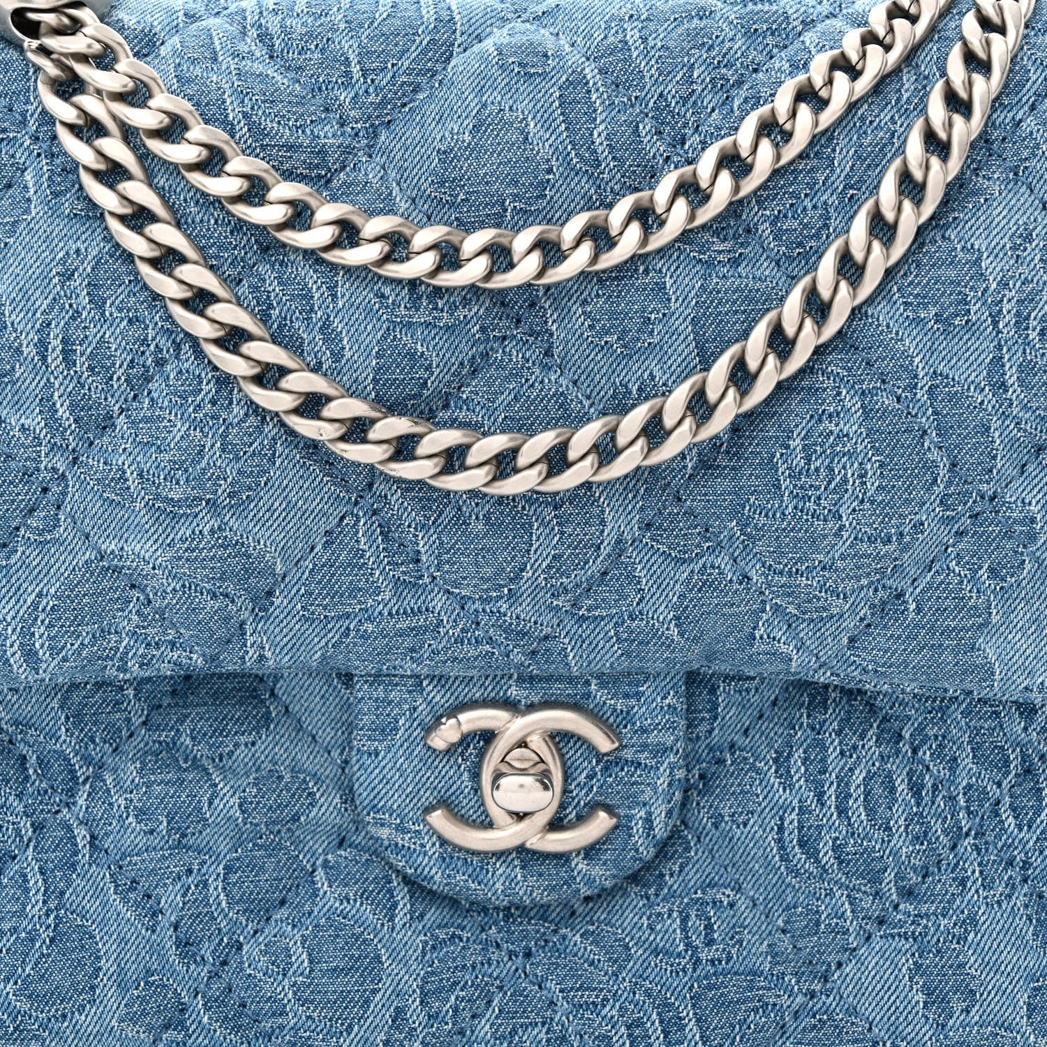 Chanel Denim Quilted Medium Camellia Sweetheart Flap Blue 8 of 10